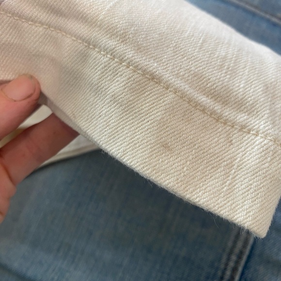 Mother The Hustler Patch Pocket Flood Jeans Cream High Rise Bootcut Size 25 - Picture 16 of 16